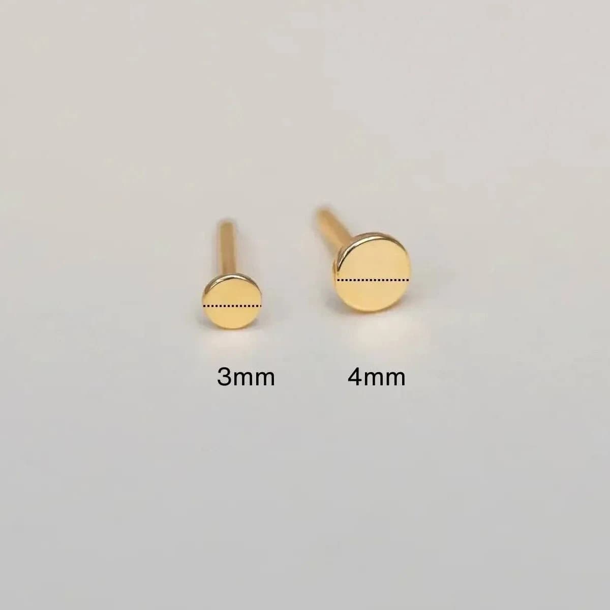 Anygolds 14K Real Solid Gold Internally Threaded Flat Back Stud