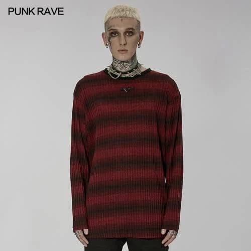 Men's Punk Knitted Stripe Sweater
