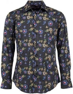 Men's Slim Fit Patchwork Flower Print Shirt