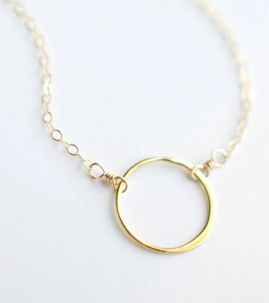 Minimalist Dainty Gold Filled Circle Necklace