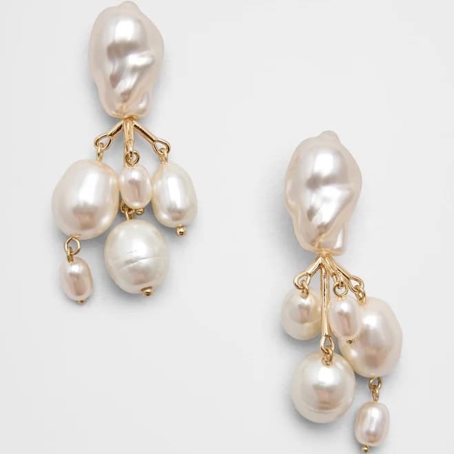 Women's Statement Multi Pearl Drop Earrings Gold Regular Size One Size