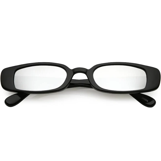 Retro 1990s Thin Rectangular Mirrored Sunglasses