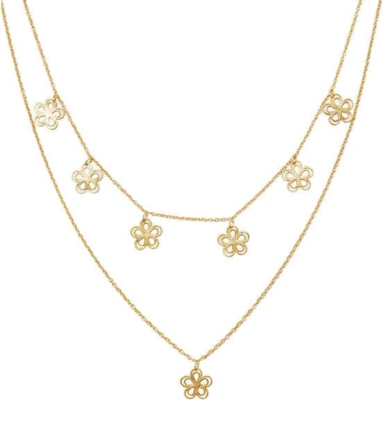 Amorcito Flower Child Layered Silver Necklace