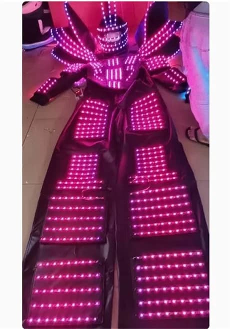 Led Robot Stilt Costume Helmet 7 Color Change Dj Party Performance