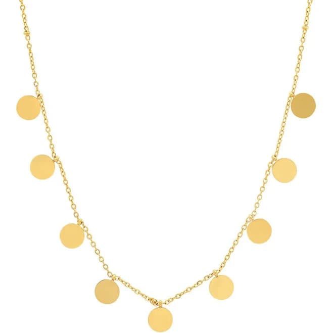 18K Gold Plated Stainless Steel Circle Charm Necklace