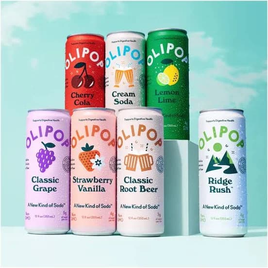 Olipop Prebiotic Soda (Shelf Stable Sleek Cans) Mix & Match 2 Cases