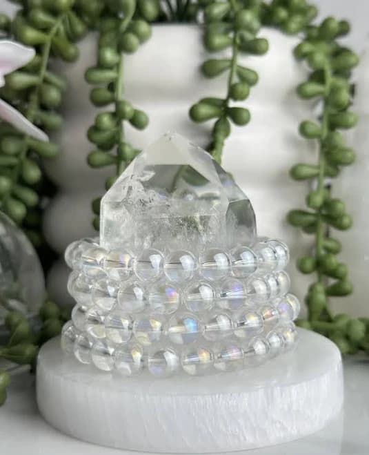 Crystal Moon Angel Aura Quartz Crystal Bracelet