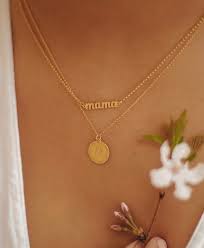 14k Solid Gold Mama Necklace / Mothers Day Gifts / Handmade Mama Gold Necklace / Necklace for Mom / Mom and Baby Necklace / Gold Nekclace - Etsy