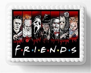 Horror Movie Characters Friends Edible Cake Topper, 8"x10" Inches icing sheet, edible image, scary killers topper