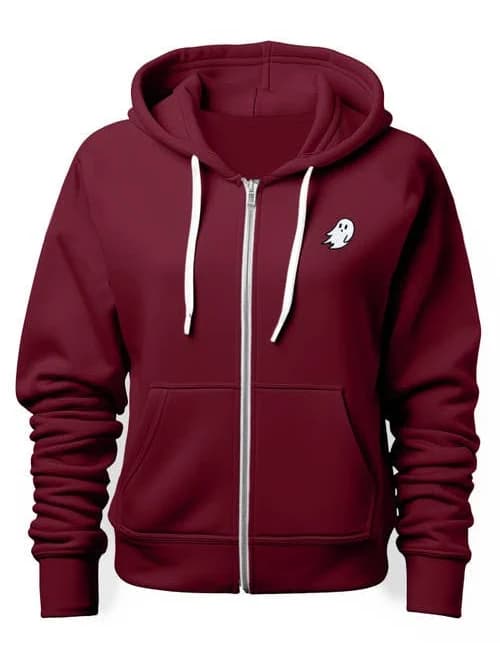 Dalix Men's Ghost Embroidered Fleece Zip Hoodie