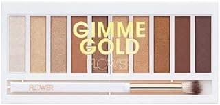 FLOWER Beauty By Drew Barrymore Shimmer + Shade Eyeshadow Palette - Neutral Colors + Ten Shades - Mix + Layers Shades - Easily Blendable + Rich Color Payoff - Brush Included (Gimme Gold)