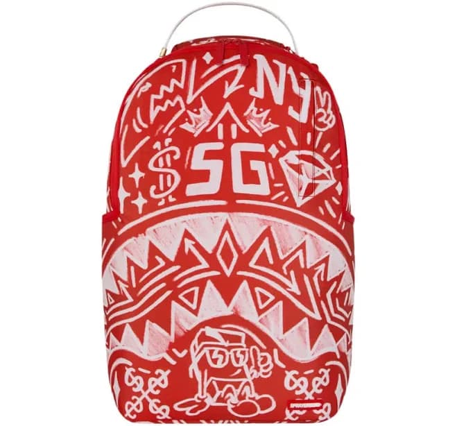 Sprayground Graffiti Wall Red Backpack Unisex Multicolor Shoulder Strap SGB39