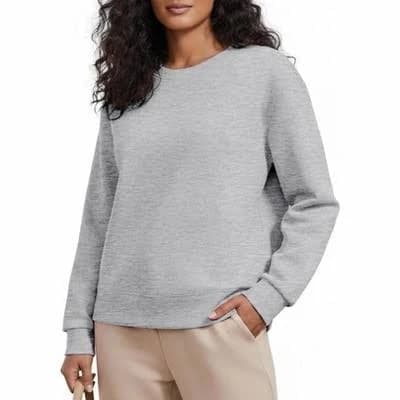 Pinspark Women's Crewneck Long Sleeve Sweatshirt Loose Fit Side Slit Yoga Pullover