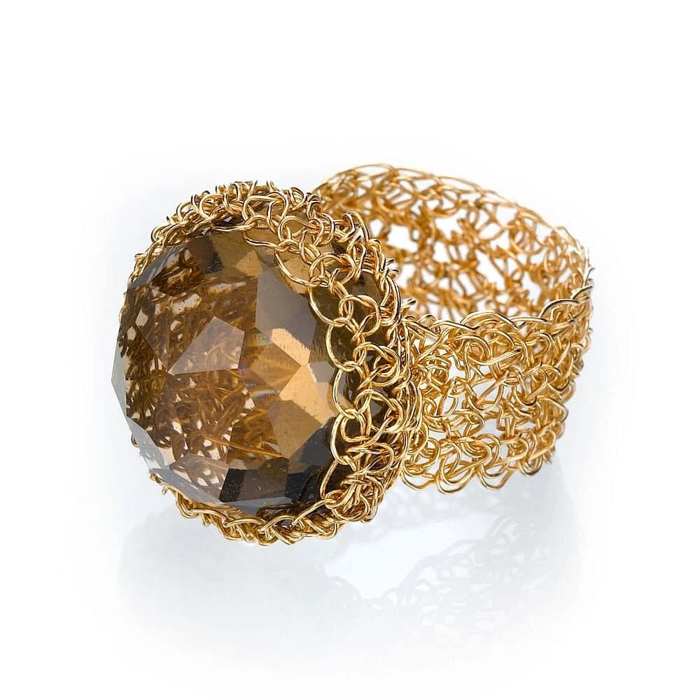 Handmade Gold Smoky Quartz Cocktail Ring