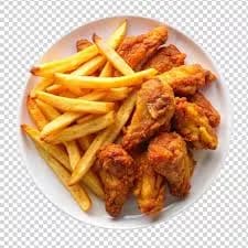 Fried Wings With Fries ( 12 pcs )