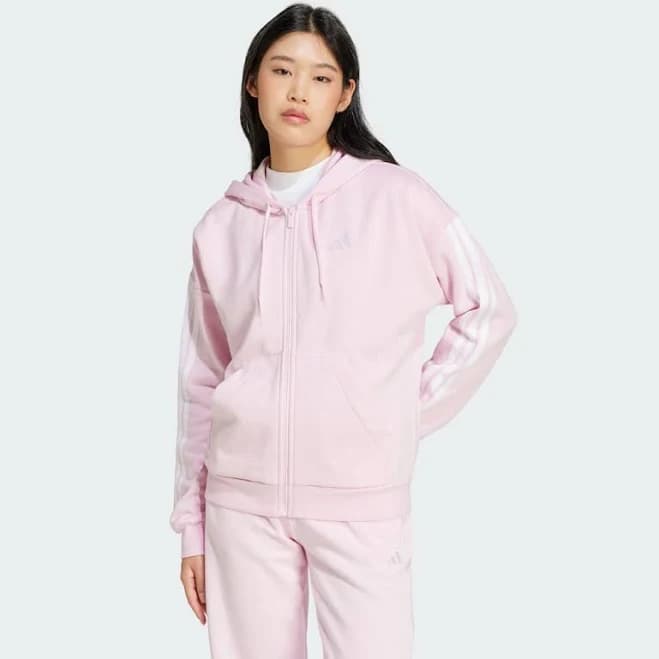 Women's adidas Essentials 3-Stripes Full-Zip Fleece Hoodie