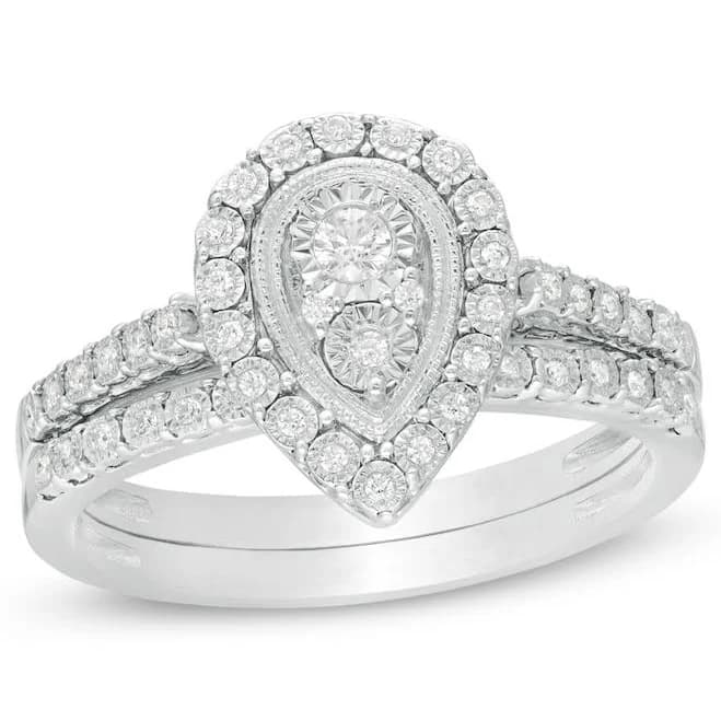 Zales 1/5 ct. T.W. Pear-Shaped Diamond Vintage-Style Bridal