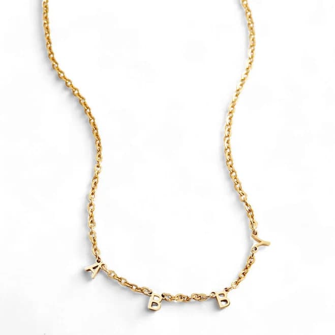 Personalized Minimalist Letter Necklace Gold Silver / Inspirational Jewelry by Mint & Lily