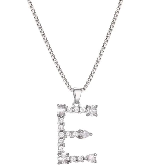 Adornia Women's Silver Plated Crystal Initial Necklace