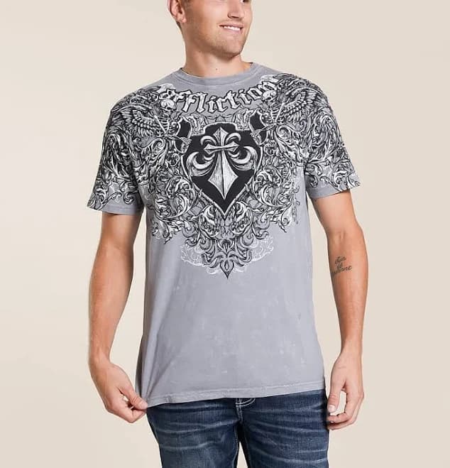 Affliction Men's Cotton Hold It Down T-Shirt with Buckle