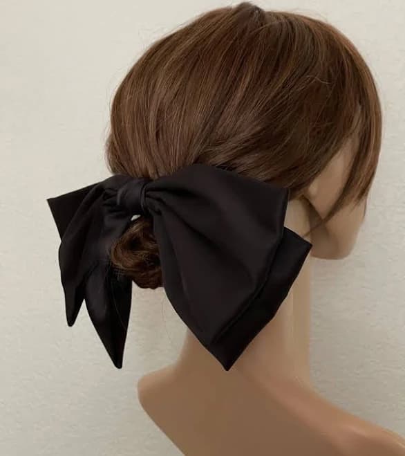 French Barrette Clip Oversized Silk Satin Hair Bow