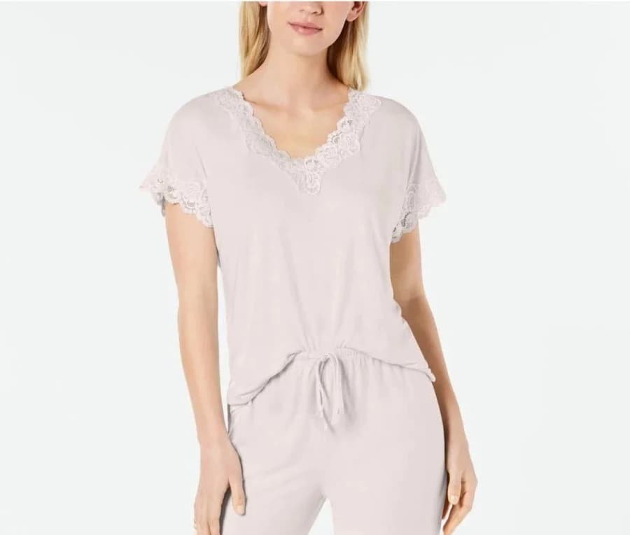 Charter Club Lace-Trimmed Soft Knit Pajama Set