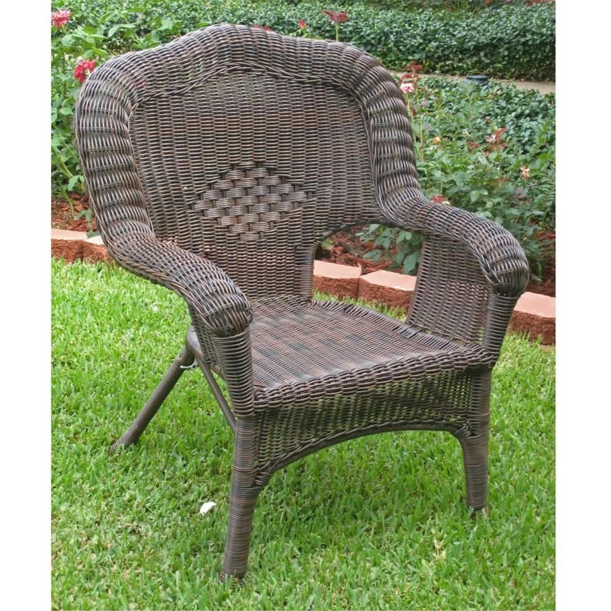 International Caravan Camelback Resin Wicker Patio Chair