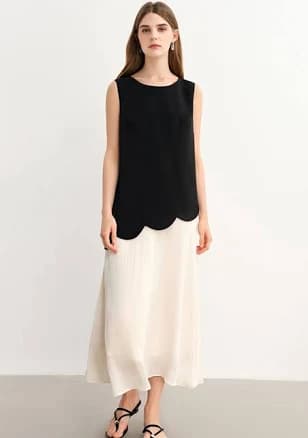 Sleeveless Trapeze Midi Dress