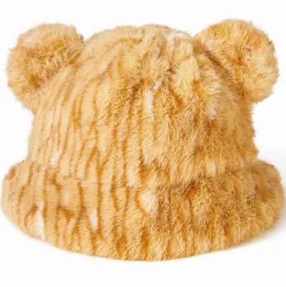 Fuzzy Bear Ear Bucket Hat