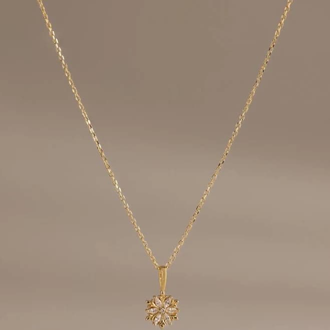 Caitlyn Minimalist 18K Gold Diamond Poinsettia Charm Necklace