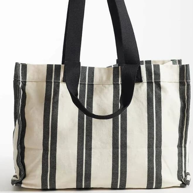 ASOS Design Striped Canvas Tote Bag