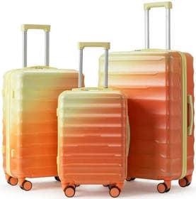 Zimtown Luggage Sets 3 Piece Hardshell Gradient Color Suitcase with Spinner Wheels and TSA Lock