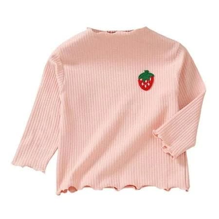 Avrntaa Baby Girls Ruffle Trim Ribbed Knit Long Sleeve Blouse