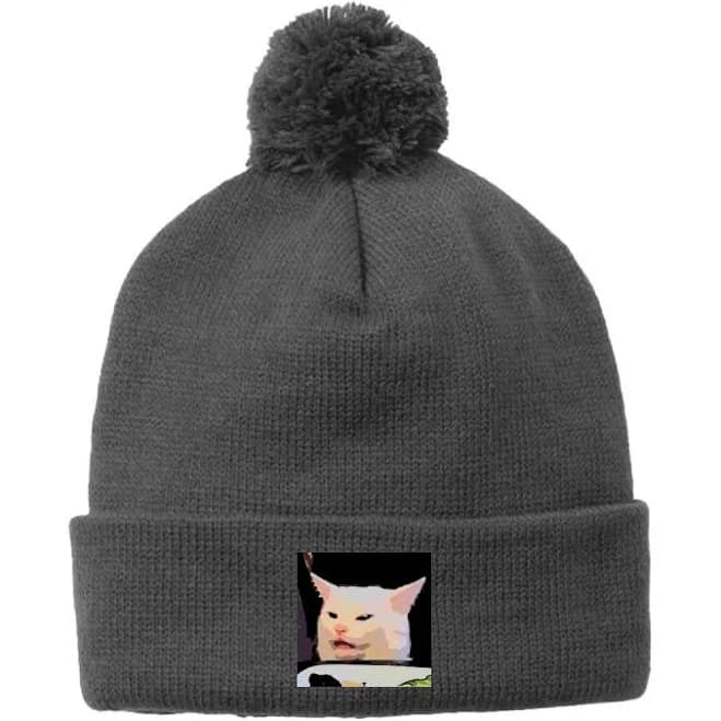 Cat Meme Beanie with Pom Pom