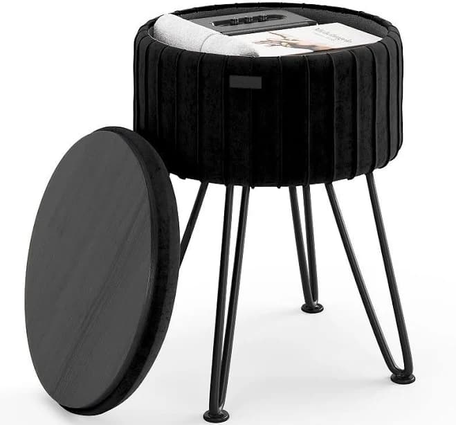 Storagebud Pleated Velvet Storage Ottoman