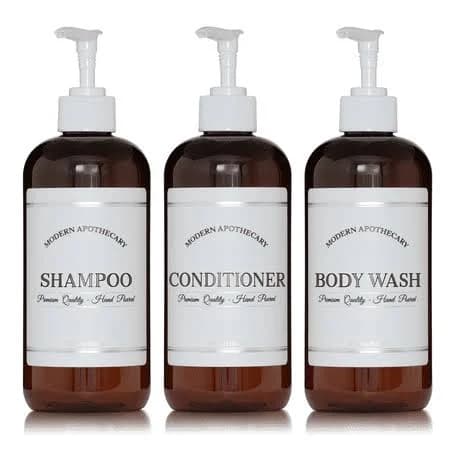 Artanis Home Amber Refillable Body Wash, Shampoo and Conditioner Bottles