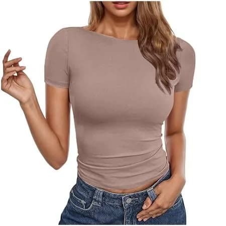 Women's Slim Fit Crew Neck Short Sleeve T-Shirt