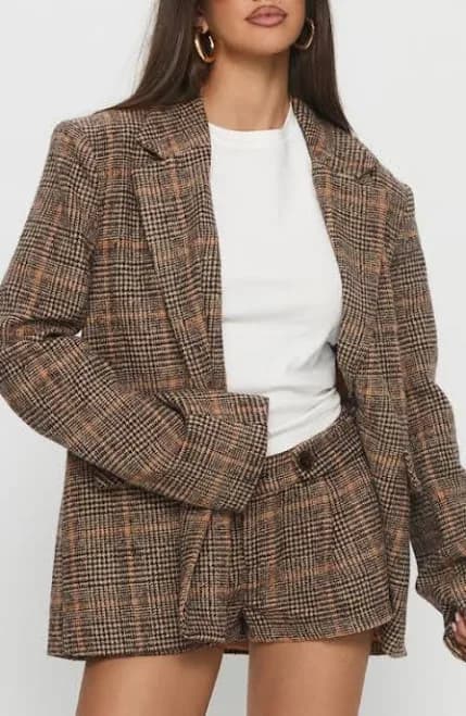 Princess Polly Ayvanna Oversize Glen Plaid Blazer