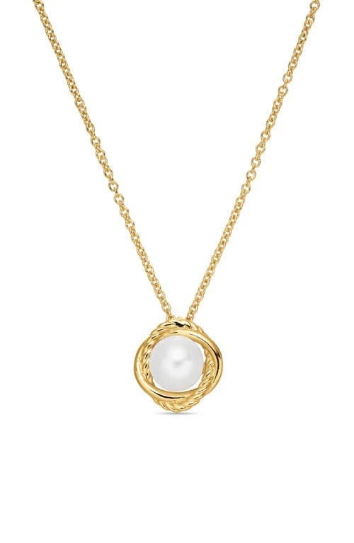 David Yurman 18K Yellow Gold Pearl Infinity Pendant Necklace