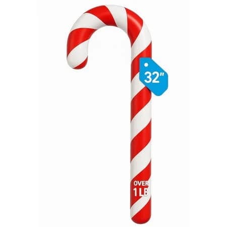 Oversized 32- Red and White Striped Plastic Candy Cane Decoration