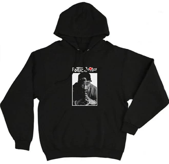 Tupac Shakur Poetic Justice Men's Black Hoodie Xsmall