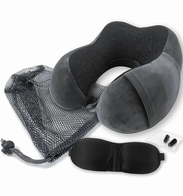 Protege 4-Piece Ergonomic Memory Foam Neck Pillow Travel Set