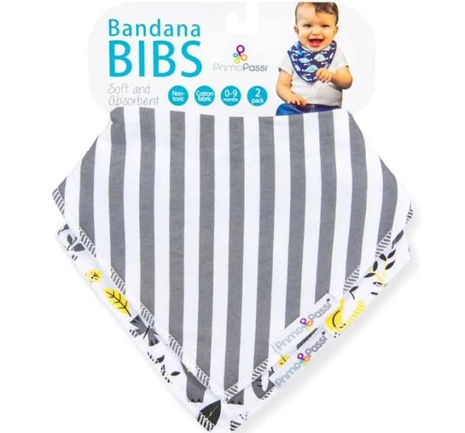 Primo Passi Elephant & Gray Stripes Bandana Bib