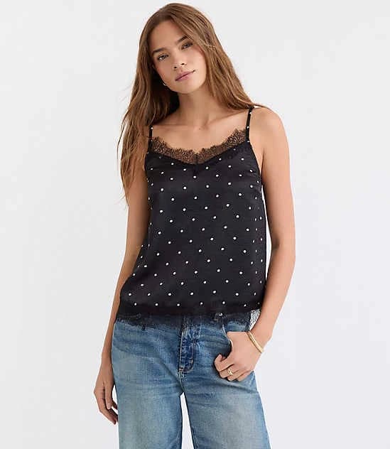 Loft Women's Petite Dotted Lace Cami Top