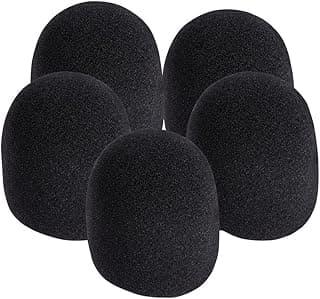 On-Stage Foam Ball-Type Microphone Windscreen, Black (5-Pack)