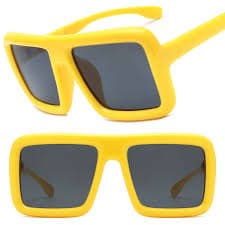 Bold Oversize Square Flat Top Dapper Clubbing Hip Hop Yellow Sunglasses | eBay