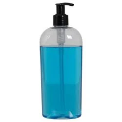 12 oz. Clear PET Cosmo Oval Bottle with 24/410 Black Lock-Up Pump &