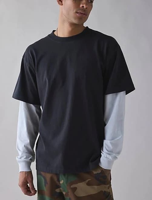 Cotton Collective Men's Boxy 2fer Double Layer Tee
