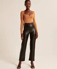 Vegan Leather Ankle Straight Pant