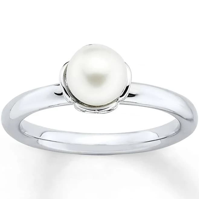 Sterling Silver Freshwater Cultured Pearl Stackable Ring